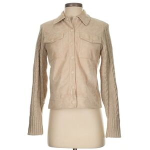 Ecru Suede Sweater Jacket